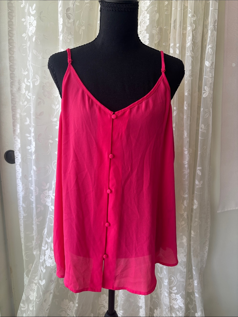 Apt. 9 Hot Pink Button-Front Spaghetti Strap Top